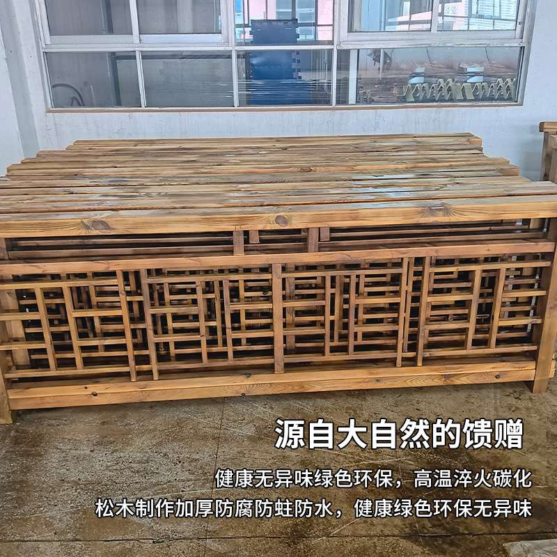 户外防腐木栅栏菠萝格木围栏庭院篱笆护栏扶手实木栏杆花园网格
