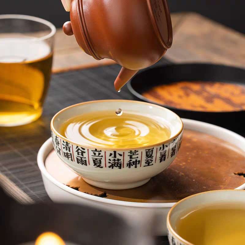 汝窑24节气普洱杯陶瓷茶杯主人杯个人专用中国风丁制喝茶杯子