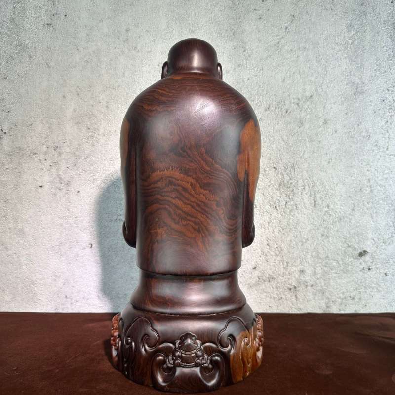 黑檀木雕弥勒像摆件笑大号家用木工艺品实木质