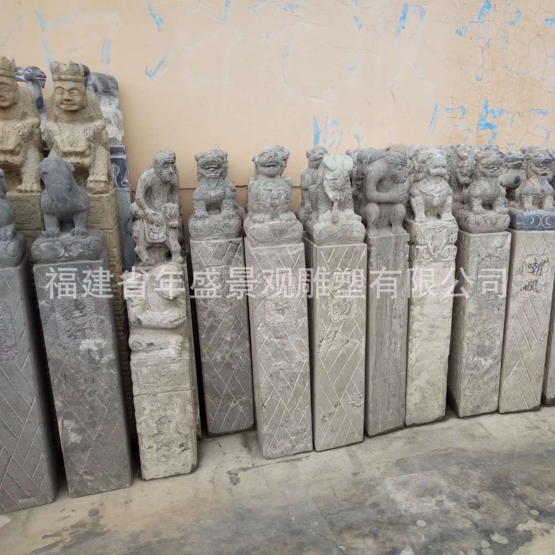 传统老物件青石做旧仿古拴马桩福建厂家 园林景观雕塑