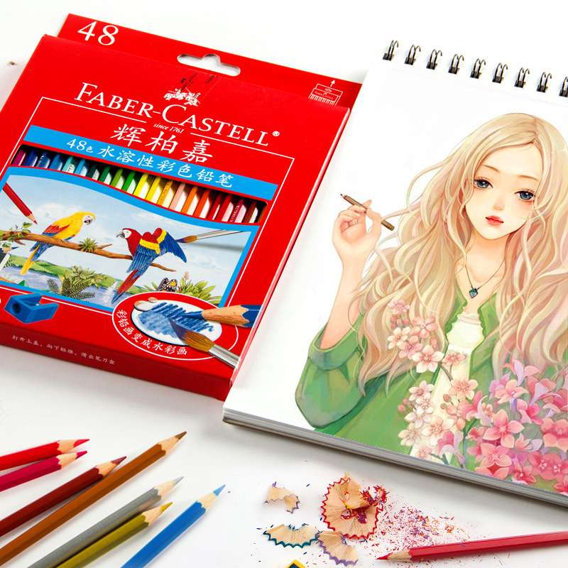 德国FABER-CASTELL辉柏嘉114460 60色水溶性彩色铅笔抗断芯送毛笔