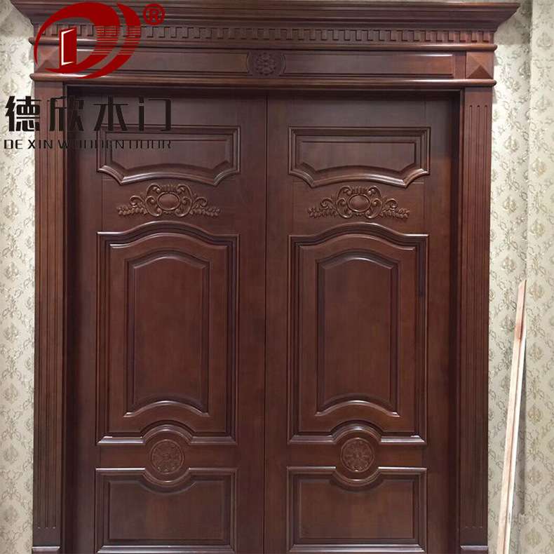 厂家供应实木橡木别墅大门双开门 烤漆双开门原木家具款式可设计