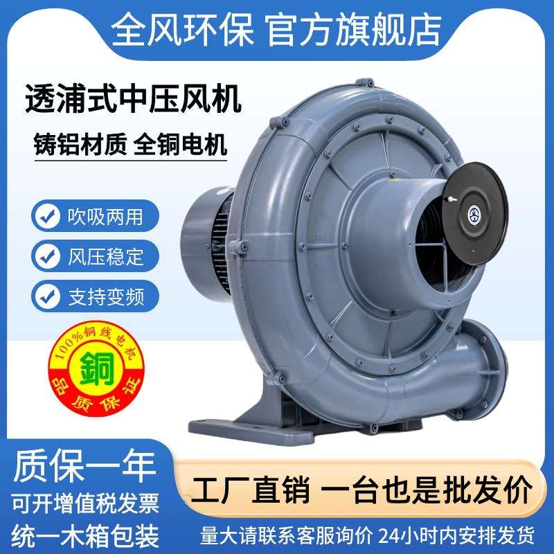 PF150-2直叶式鼓风机1.5千瓦吸纸条离心风机1.5kw透浦式中压风机