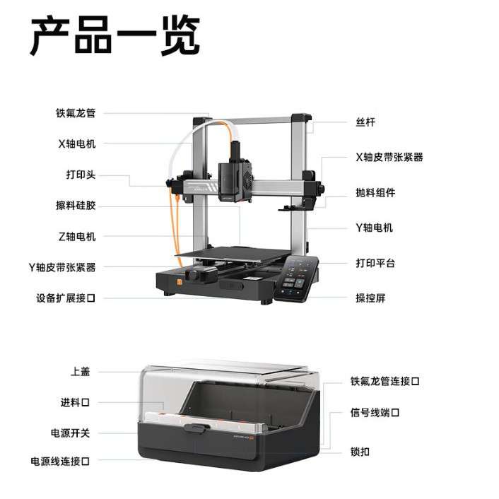 纵维立方K3V2C大尺寸全自动调平FDM高速桌面级家用多色打印机儿童