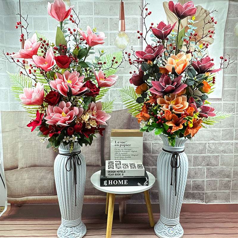 欧式落地花房间客厅摆件新款假花绢花酒店装饰拍照橱窗摆放花