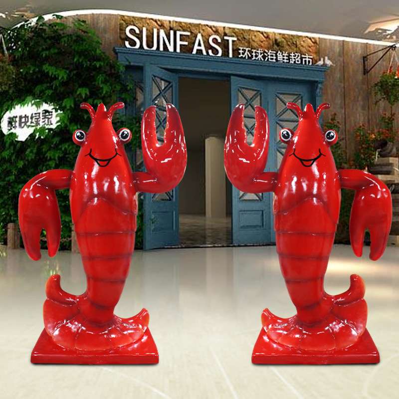 海鲜店门店门口迎宾发光龙虾 玻璃钢雕塑摆件标志性户外装饰