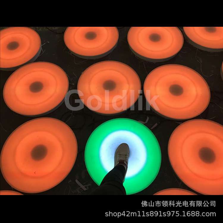 感应发光舞台地板圆形户外防水音乐彩色跑互动重力感应LED地砖灯