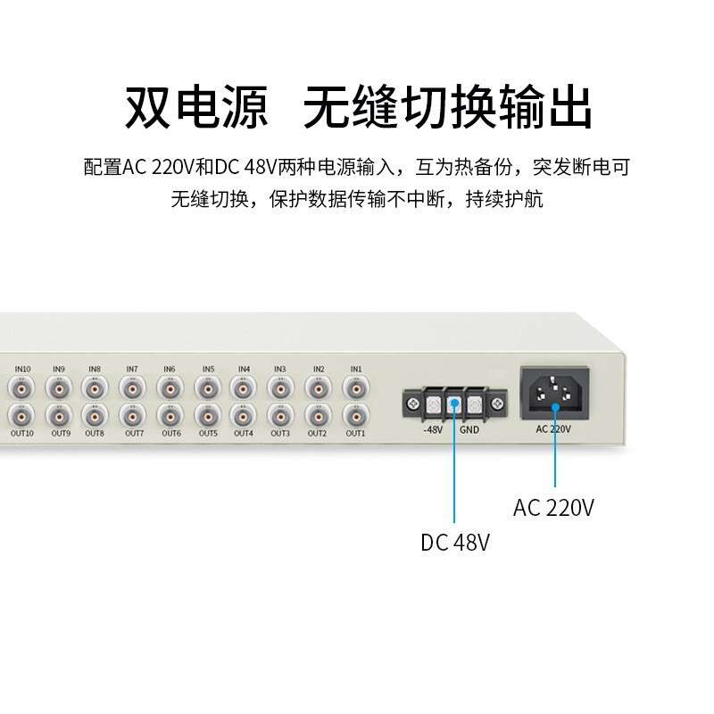 PDH光端机 16E1 16路2M机架式双电源 单模单纤FC接口20公里1对 H