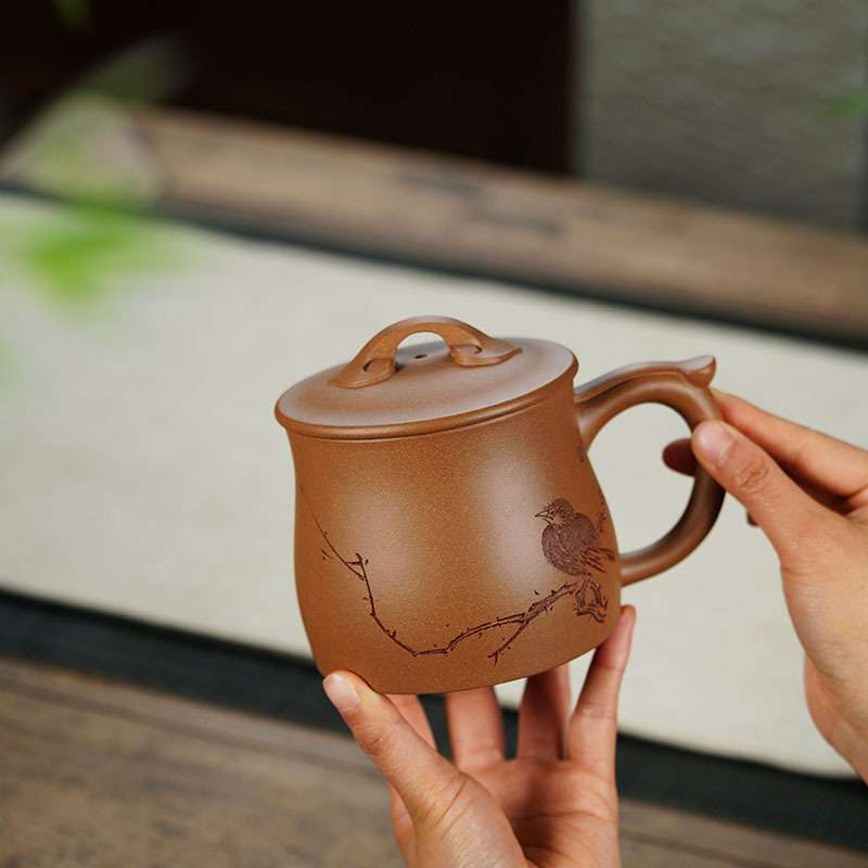 宜兴紫砂杯储立强纯全手工泡茶杯子大容量带盖刻字一键代发