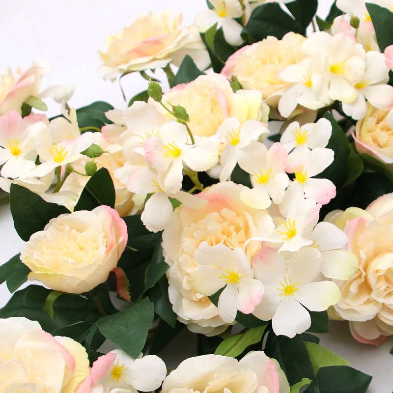 牡丹百合壁挂花客厅装饰藤类植物墙假花绿植拍摄仿真花 花卉