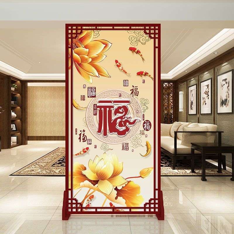 中式屏风隔断墙客厅简约现代卧室家用遮挡移动办公室布艺简易座屏