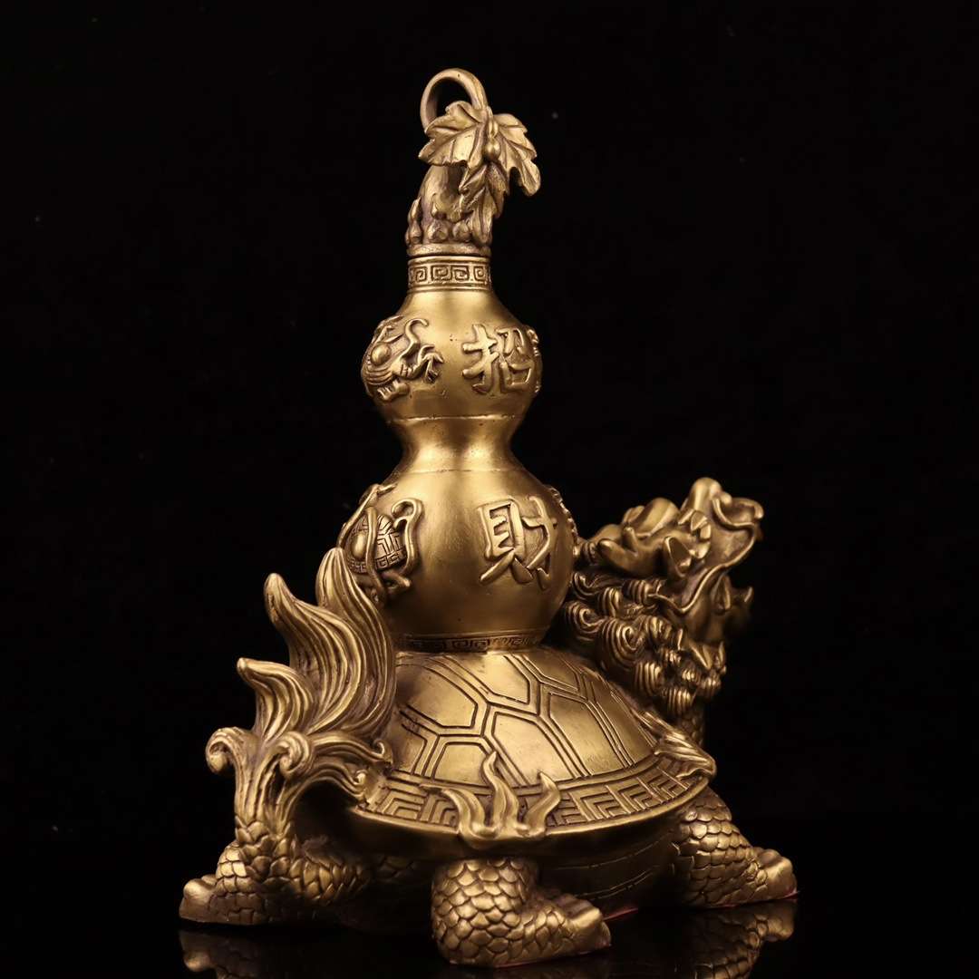 纯铜龙龟摆件精工动物摆件龙龟托葫芦福禄双收家居装饰品工艺品