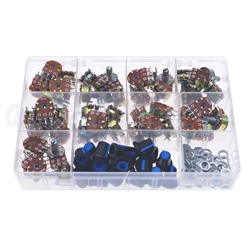 45个双联电位器套装B1K/5K/10K/20K/50K/100K/500K/1M配旋钮