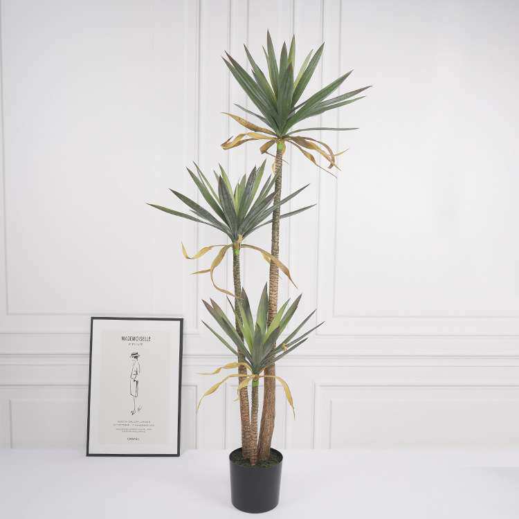 新款仿真剑兰盆栽龙舌兰胶叶绿植盆景小树家居橱窗摆件人造龙血树
