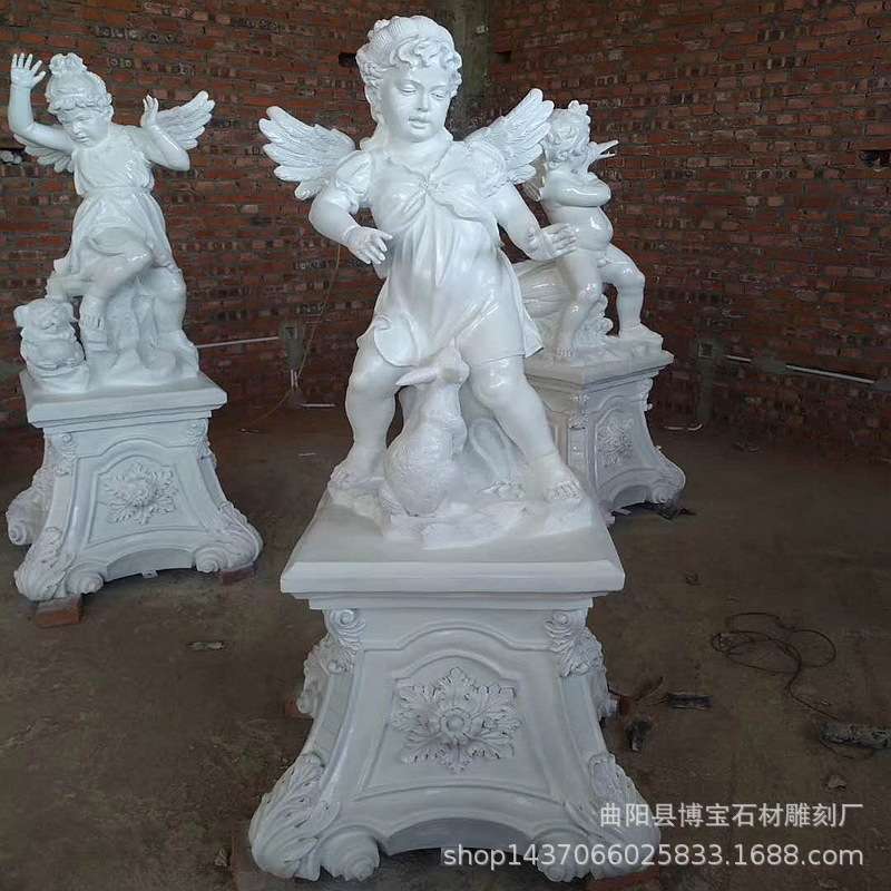 现货欧式景观玻璃钢四季神童趣带翅膀小天使雕塑 广场景观人物