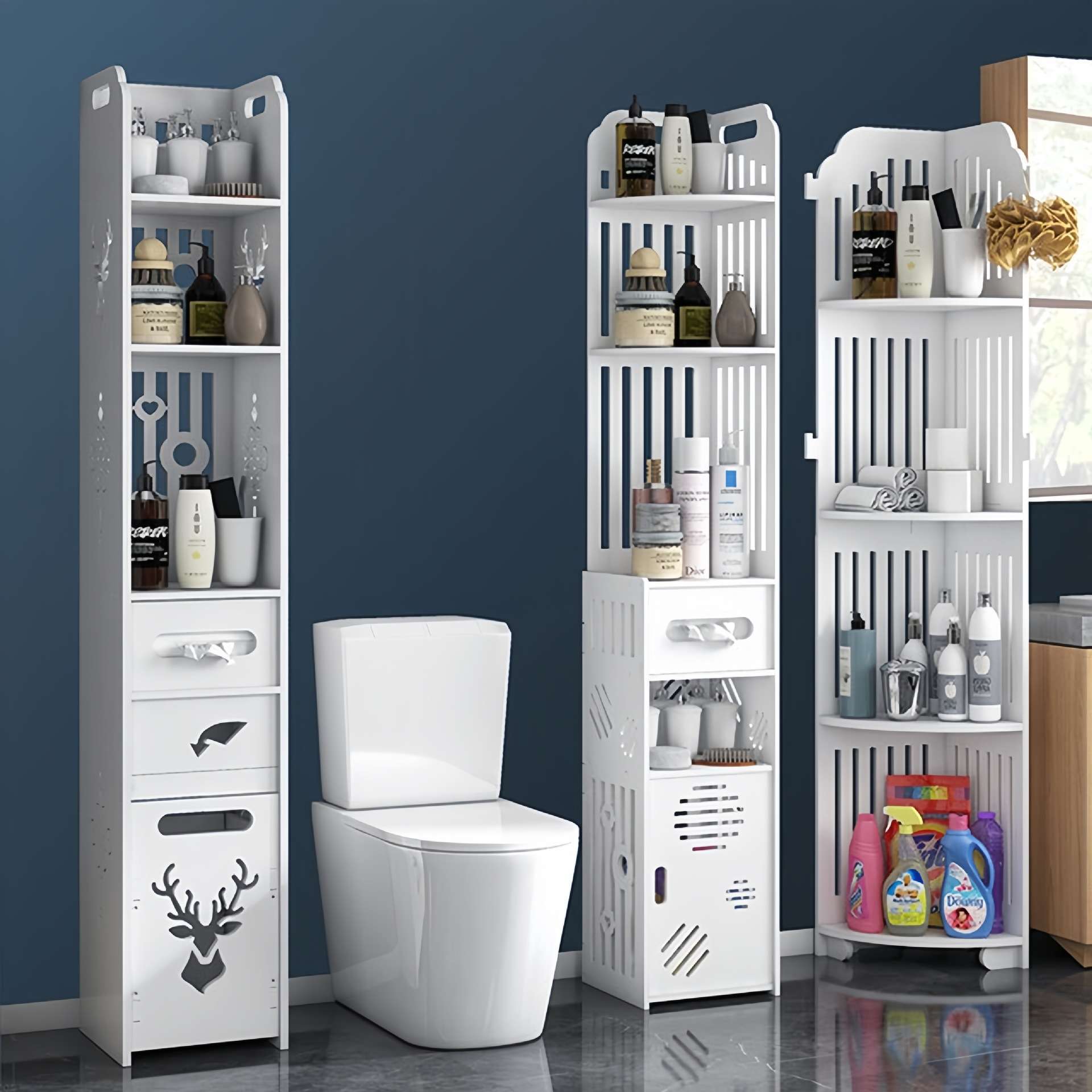 浴室置物架厕所落地边柜转角夹缝收纳柜卫生间的架子多层收纳窄柜