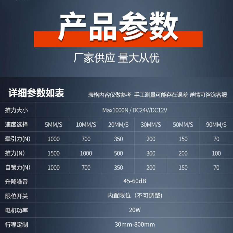 1500N电动伸缩推杆12V24V36V48V直流电机小体积伸缩杆电缸大功率