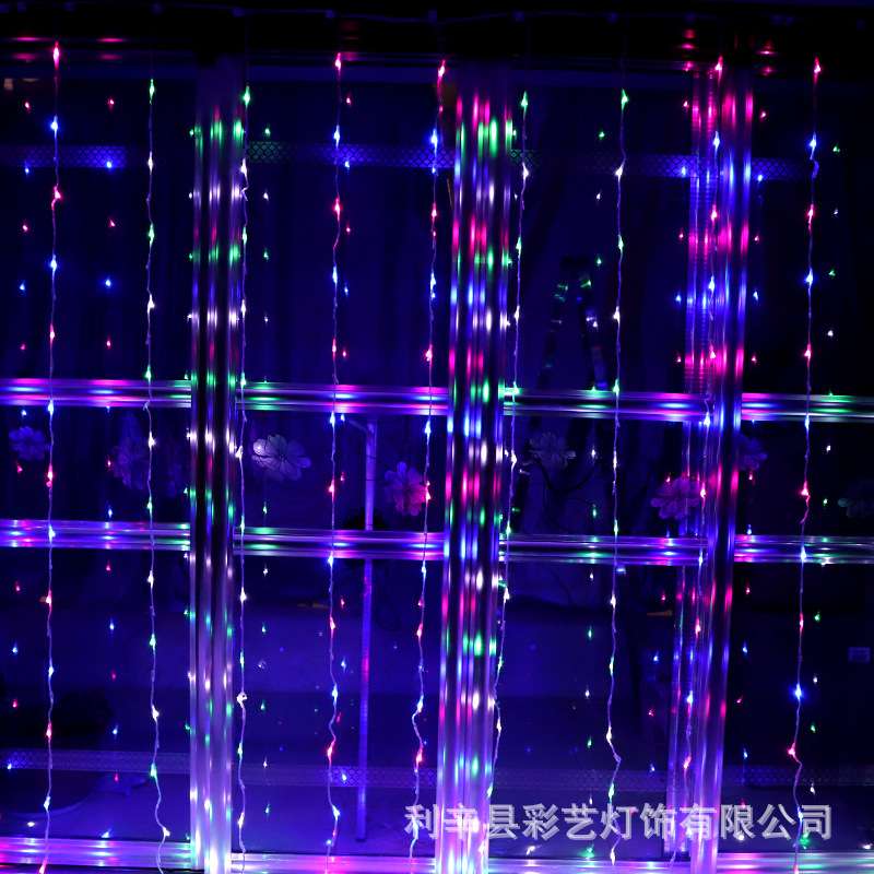 淘货源LED数码灯3米真流水灯星雨瀑布彩灯带闪婚庆背景主播窗帘灯