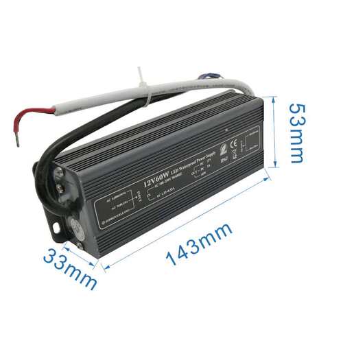 12V5A60W户外IP67防水开关电源LED照明亮化工程防水变压器厂家销