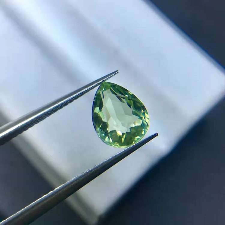 原设计宝石戒面通透绿色水滴形1.58ct天然碧玺裸石彩宝首饰定