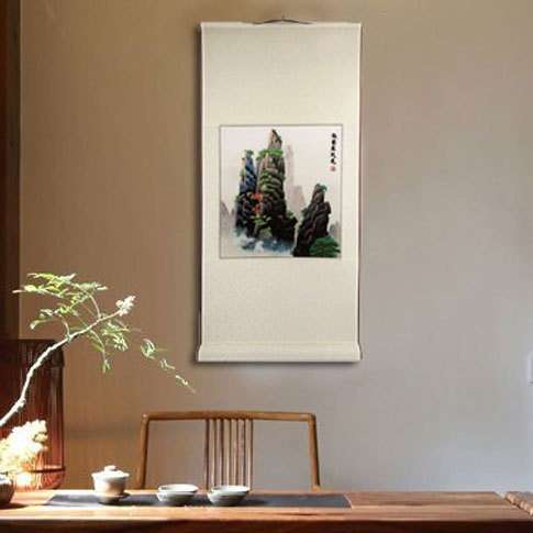 紫金湘绣 刺绣挂画手工绣花卷轴家居装饰画客厅走廊墙成品壁画