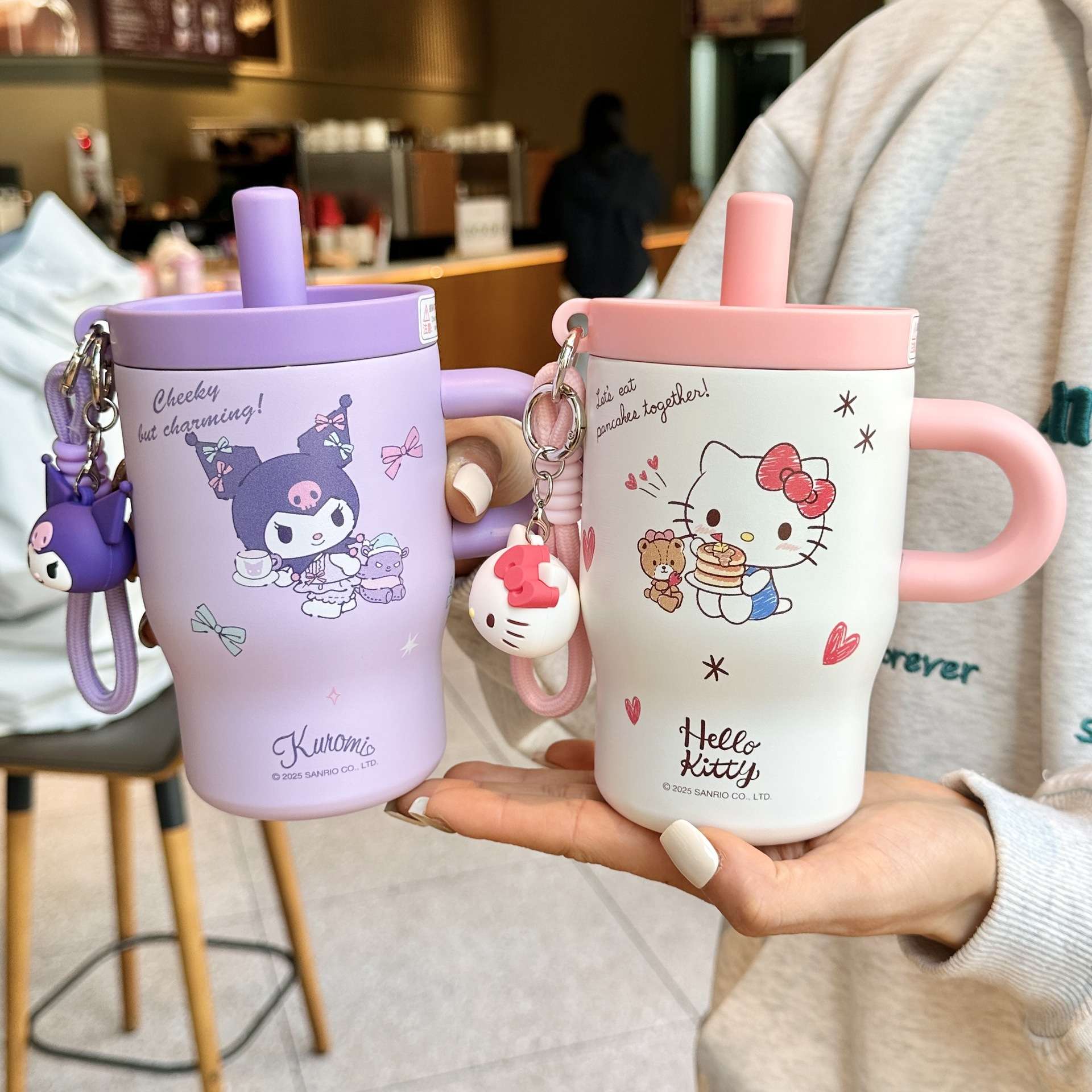 三丽鸥奶茶保温杯女生可爱kt吸管杯美式创意咖啡杯情侣办公杯子