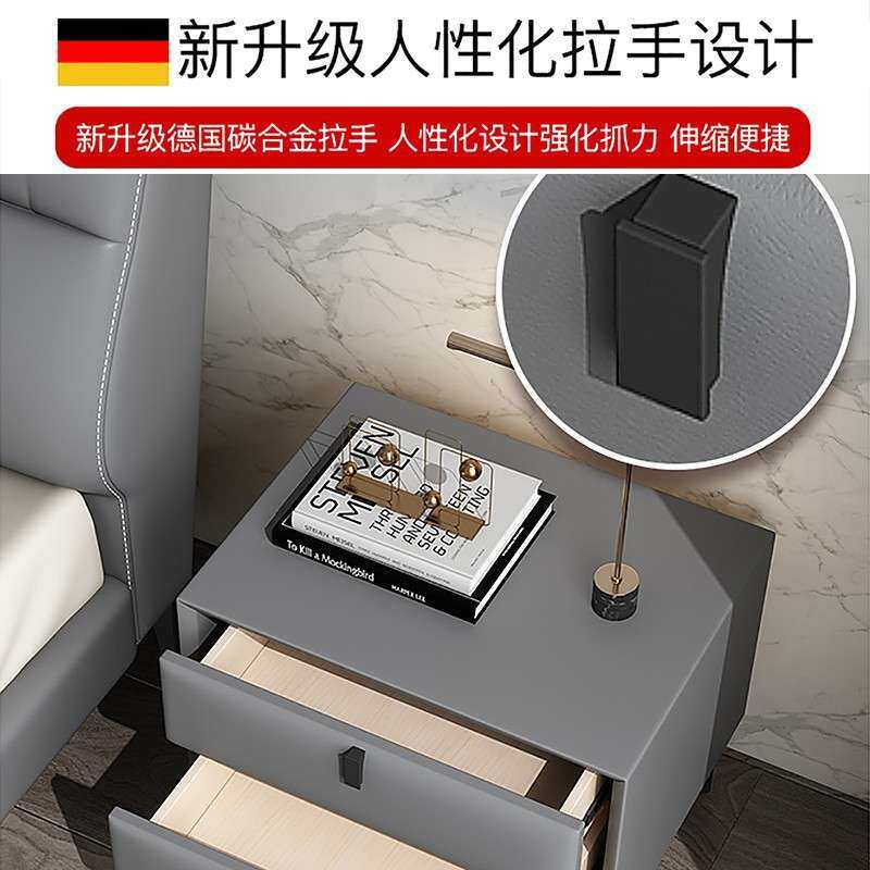 现代简约实木床头柜卧室床边柜皮质极简小型方柜整装家具工厂直销
