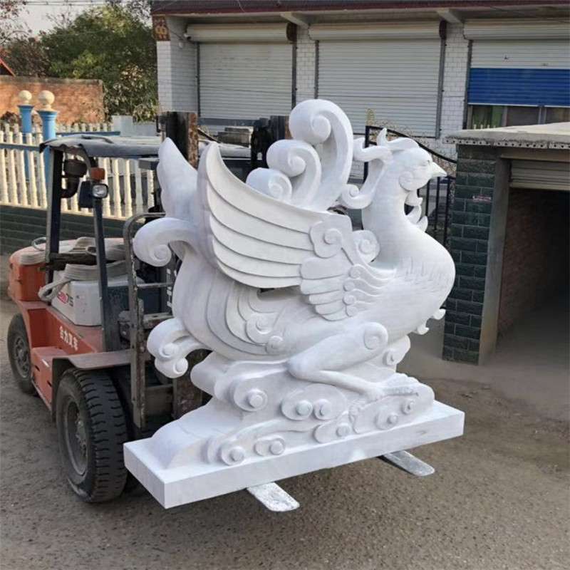 石雕四大神兽朱雀雕塑汉白玉青龙白虎朱雀玄武风水摆件
