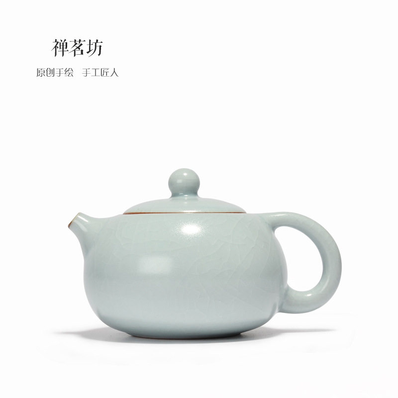 禅茗坊 汝窑陶瓷茶壶 汝瓷开片可养西施壶