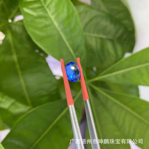 跨境钴尖晶蓝小妖实验室培育生成蓝宝石椭圆形手饰裸石蛋形戒面