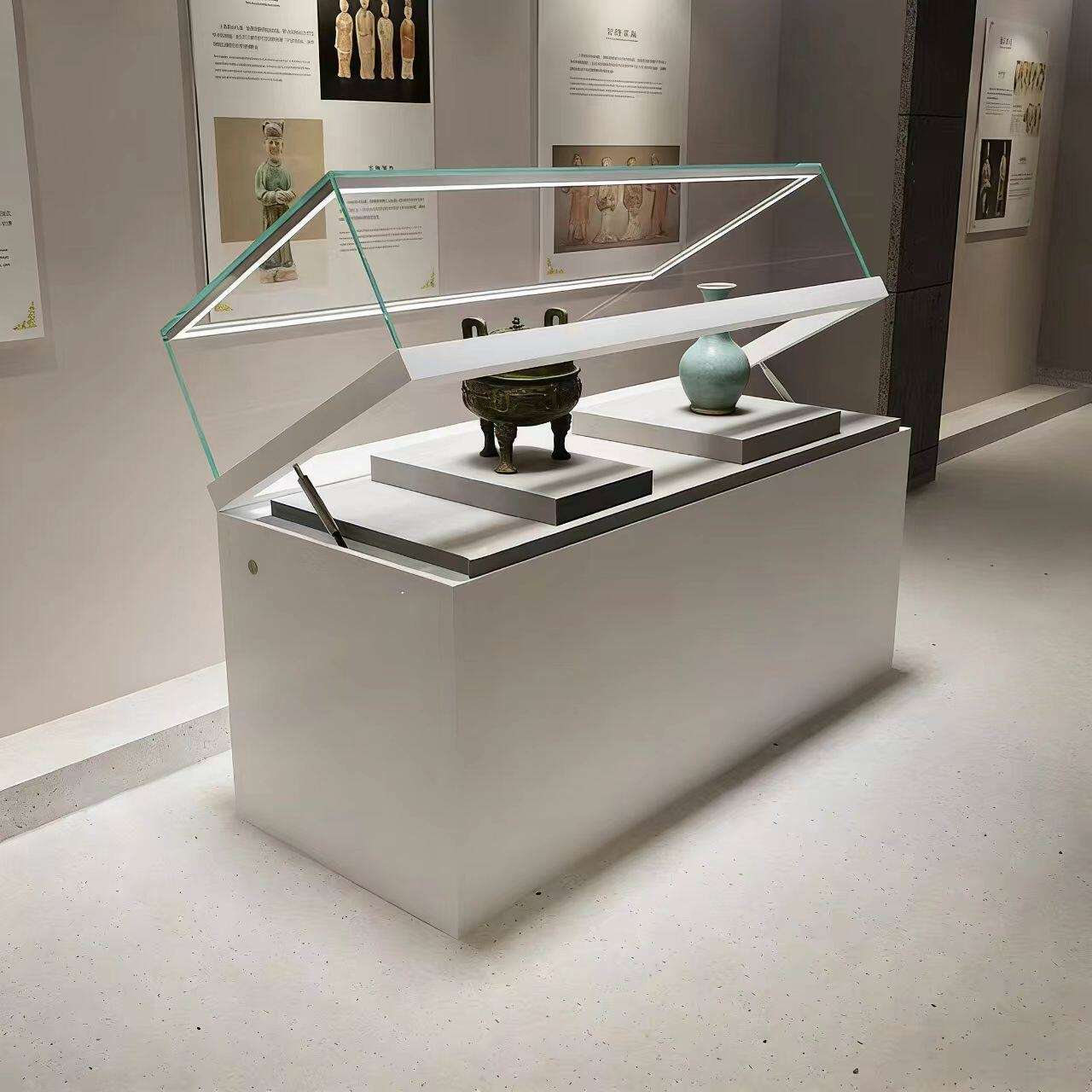博物馆展示柜文物字画展览柜玻璃柜烤漆液压陈列柜台公司产品展柜