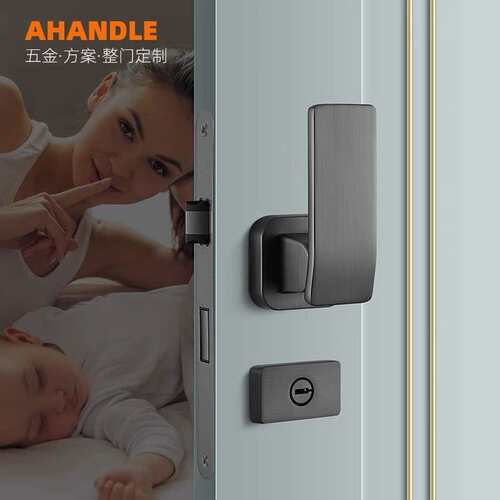 Ahandle直推分体门锁卧室室内门把手现代门锁静音平推家用木门锁