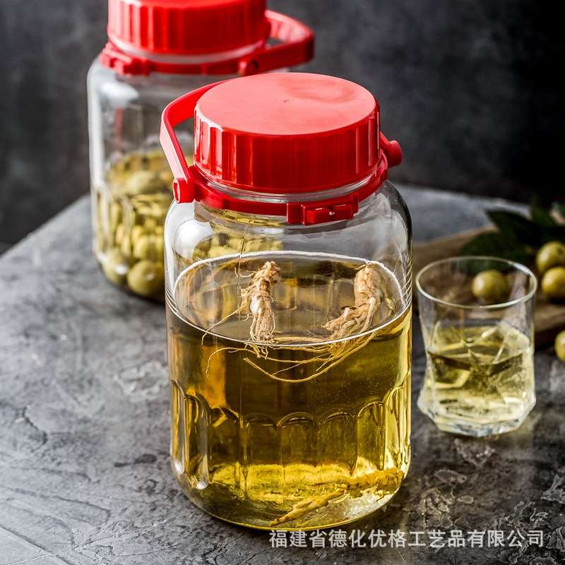 进口泡酒罐玻璃塑料罐酿酒罐酵素瓶罐子家用密封储物储粮密封瓶大