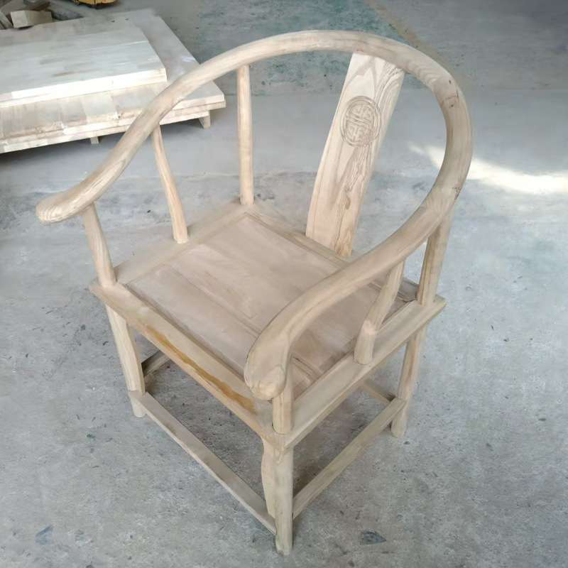 古典中式家具白胚围椅实木茶台椅太师椅白茬圈椅靠背椅南榆木圈椅