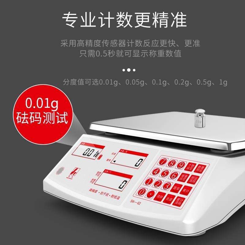 怡先计数秤电子秤0.01精准称重精密电子称商用工业台秤计重称30kg