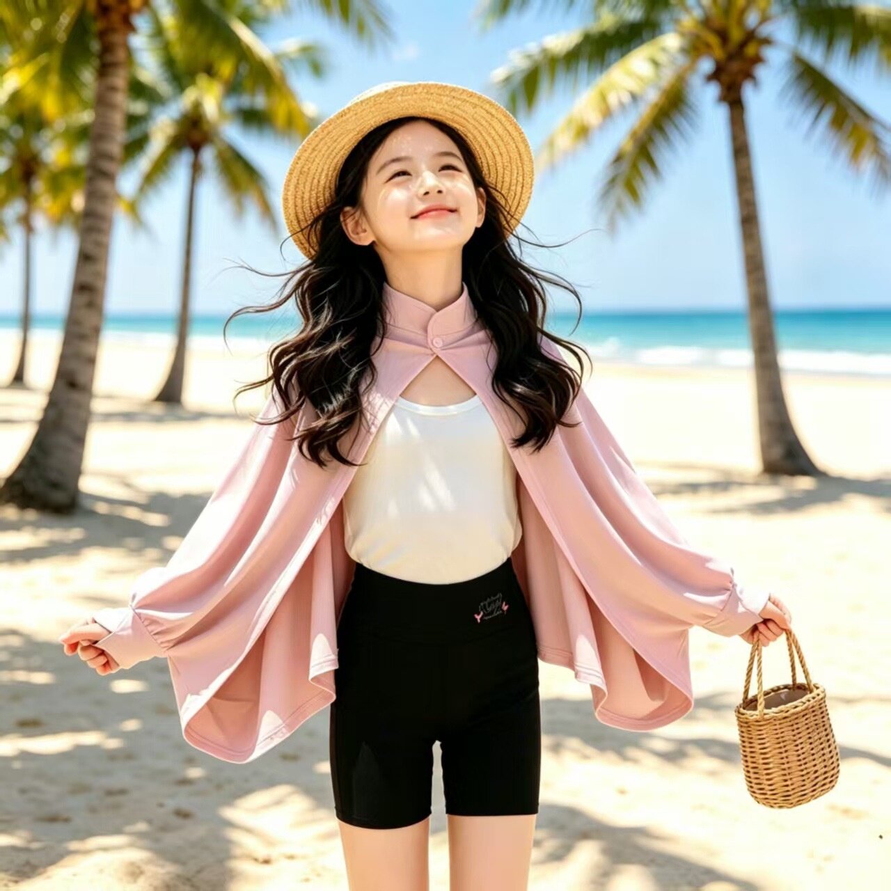女童夏季新款防晒透气斗篷