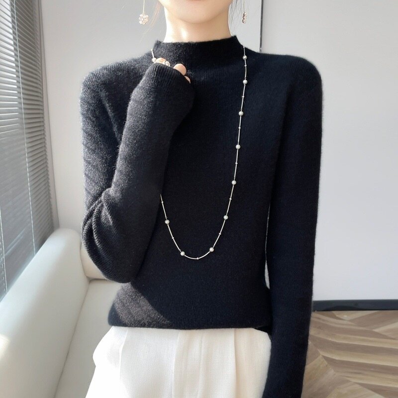 韩版软糯保暖立领紧身打底毛衣女