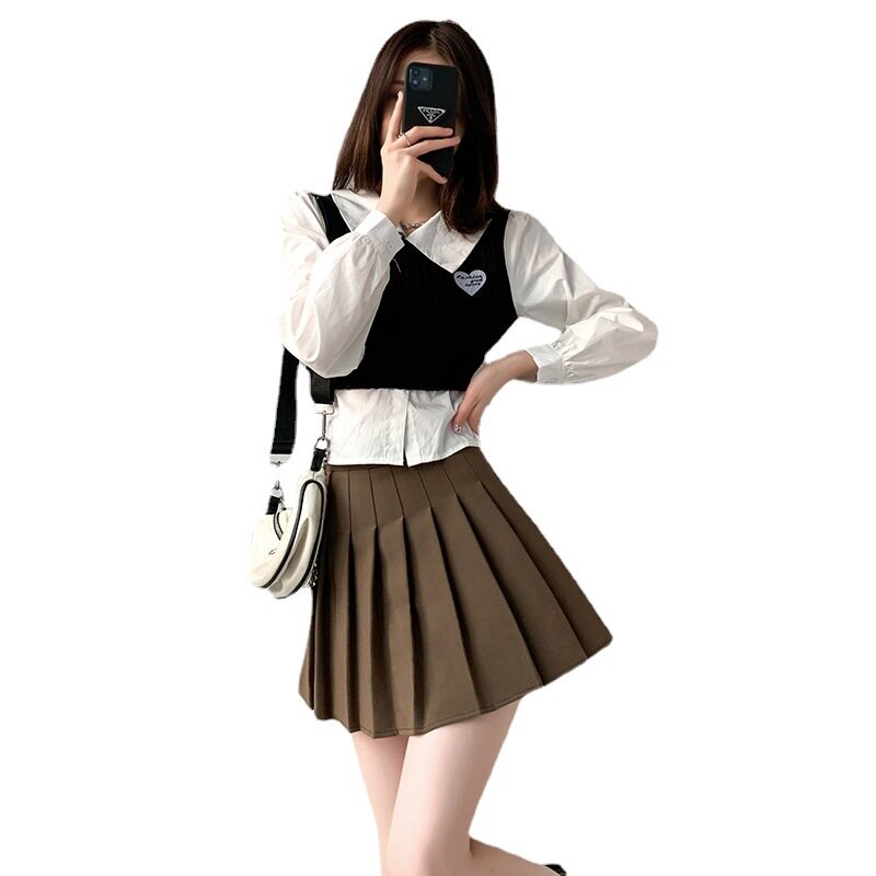 学院风JK高腰显瘦百褶短裙