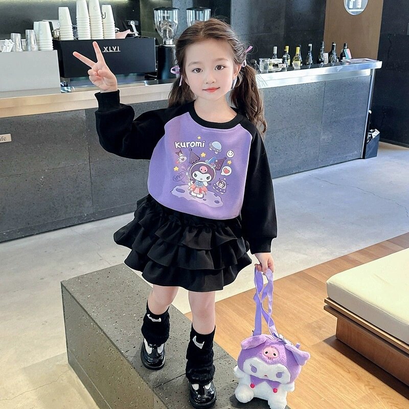 女童春秋洋气卡通卫衣两件套