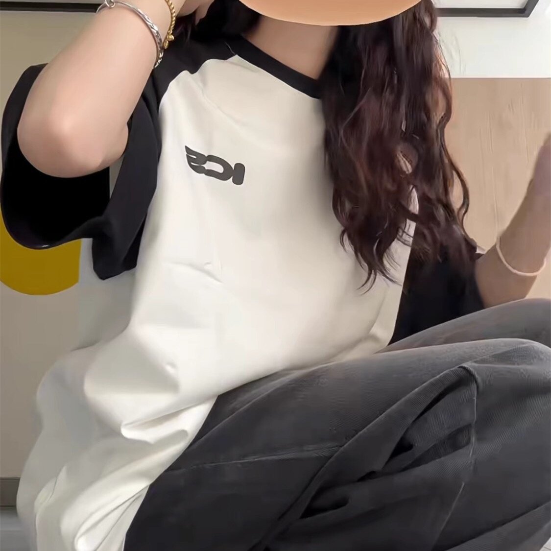 纯棉短袖T恤阔腿牛仔裤两件套女
