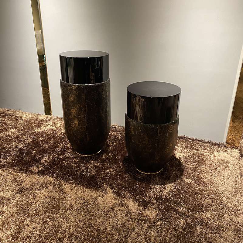 宾利高定 后现代轻奢小边几电视柜组合 意大利贴木皮简约角几边几