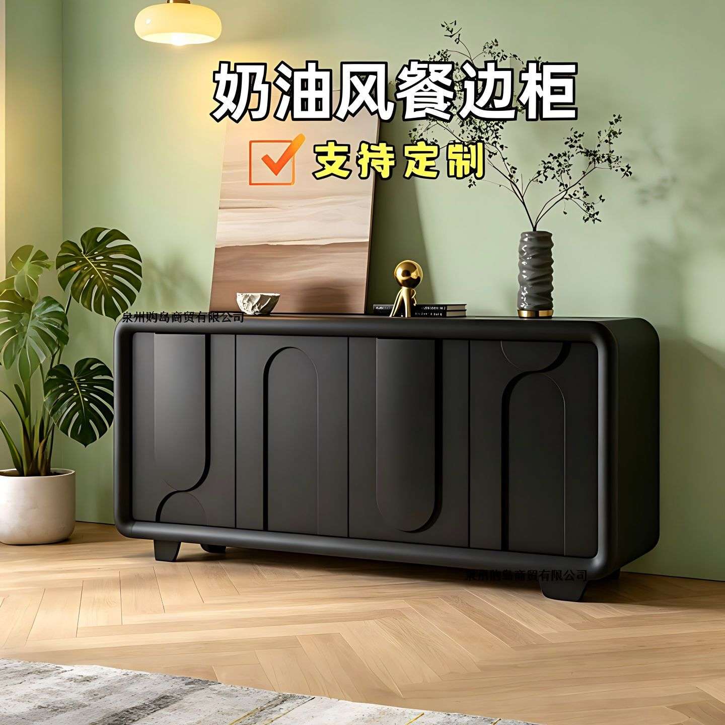 法式烤漆餐边柜创意艺术玄关柜奶油风装饰柜现代简约茶水储物柜