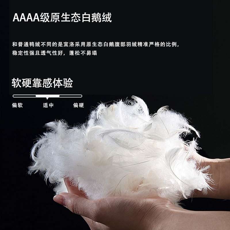 A类母婴五星酒店轻奢羽绒枕 深度睡眠成人枕芯超柔软枕头白鹅绒