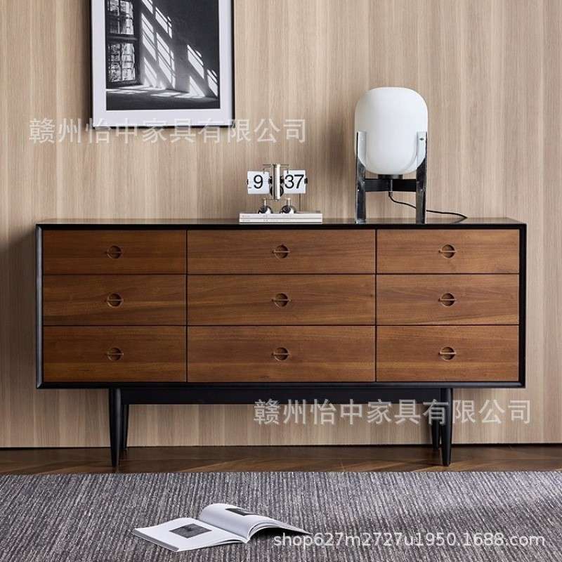 北欧实木抽屉柜客厅玄关柜储物柜餐厅餐边柜家用卧室收纳柜九斗柜