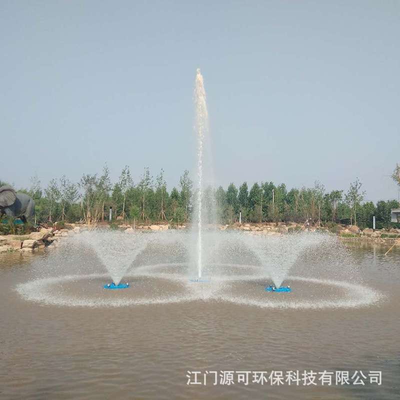高喷直线向上曝气机夜景(七彩LED灯光)不锈钢高喷直线曝气机