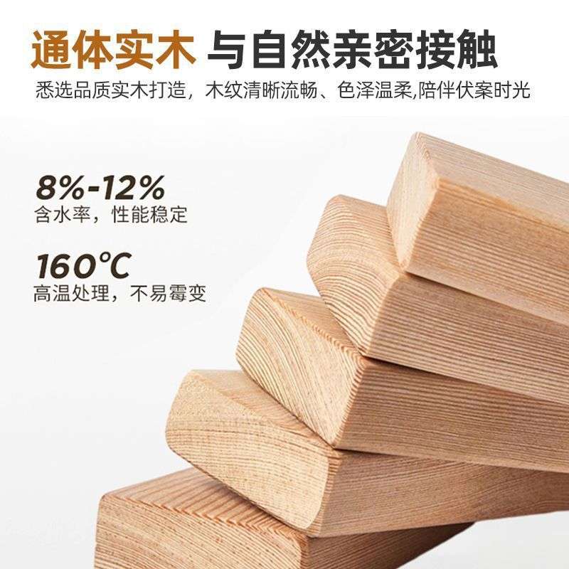 实木书桌学生卧室做作业儿童学习床边桌椅套装一体书房家用电脑桌