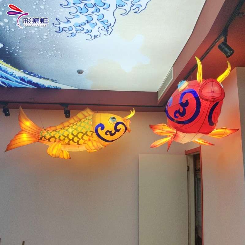 彩蜻蜓彩燈源頭工廠現貨手工發光魚燈籠花燈中秋節春節氛圍裝飾