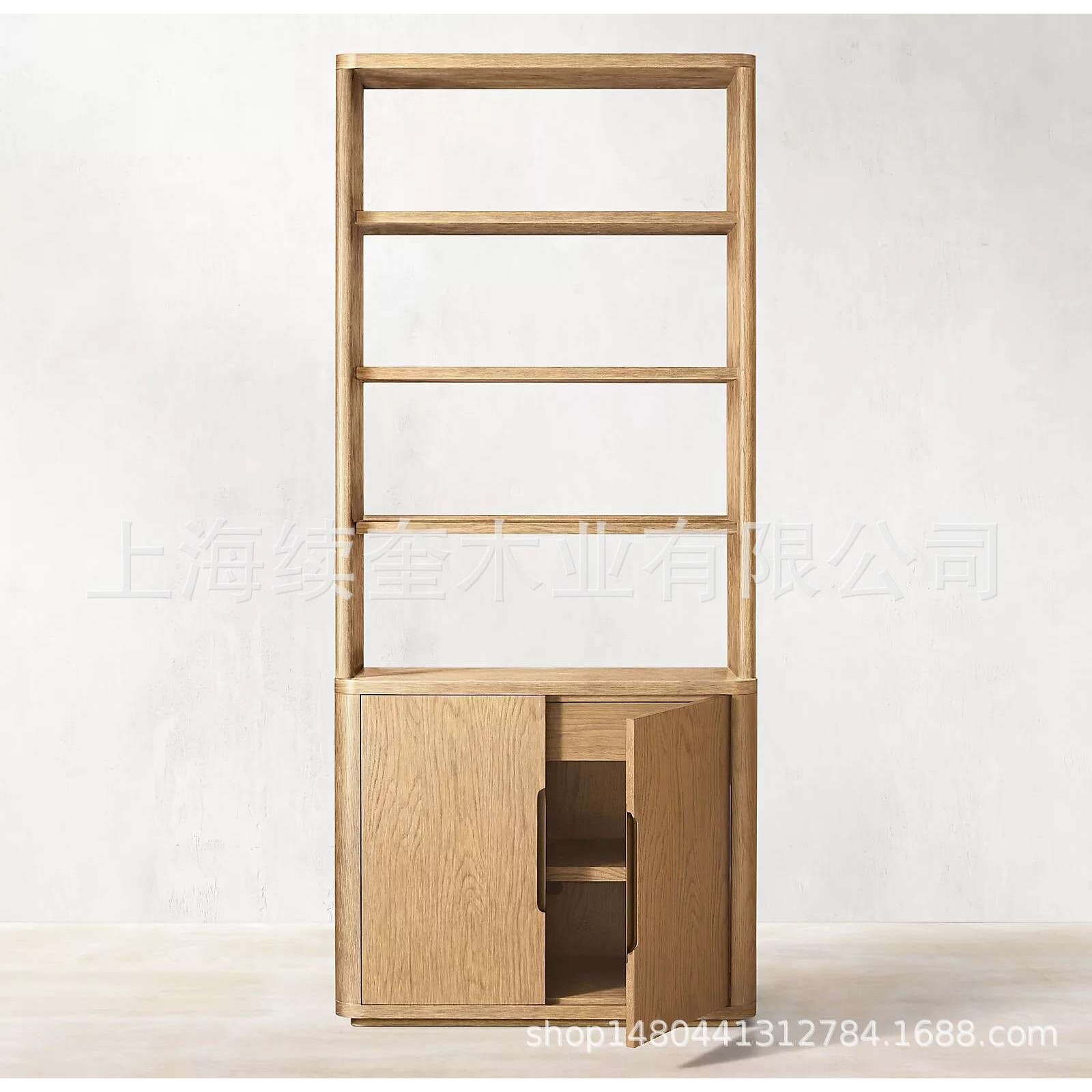 RH美式实木储物双门书柜设计师出口别墅跨境电商亚马逊供应商家具