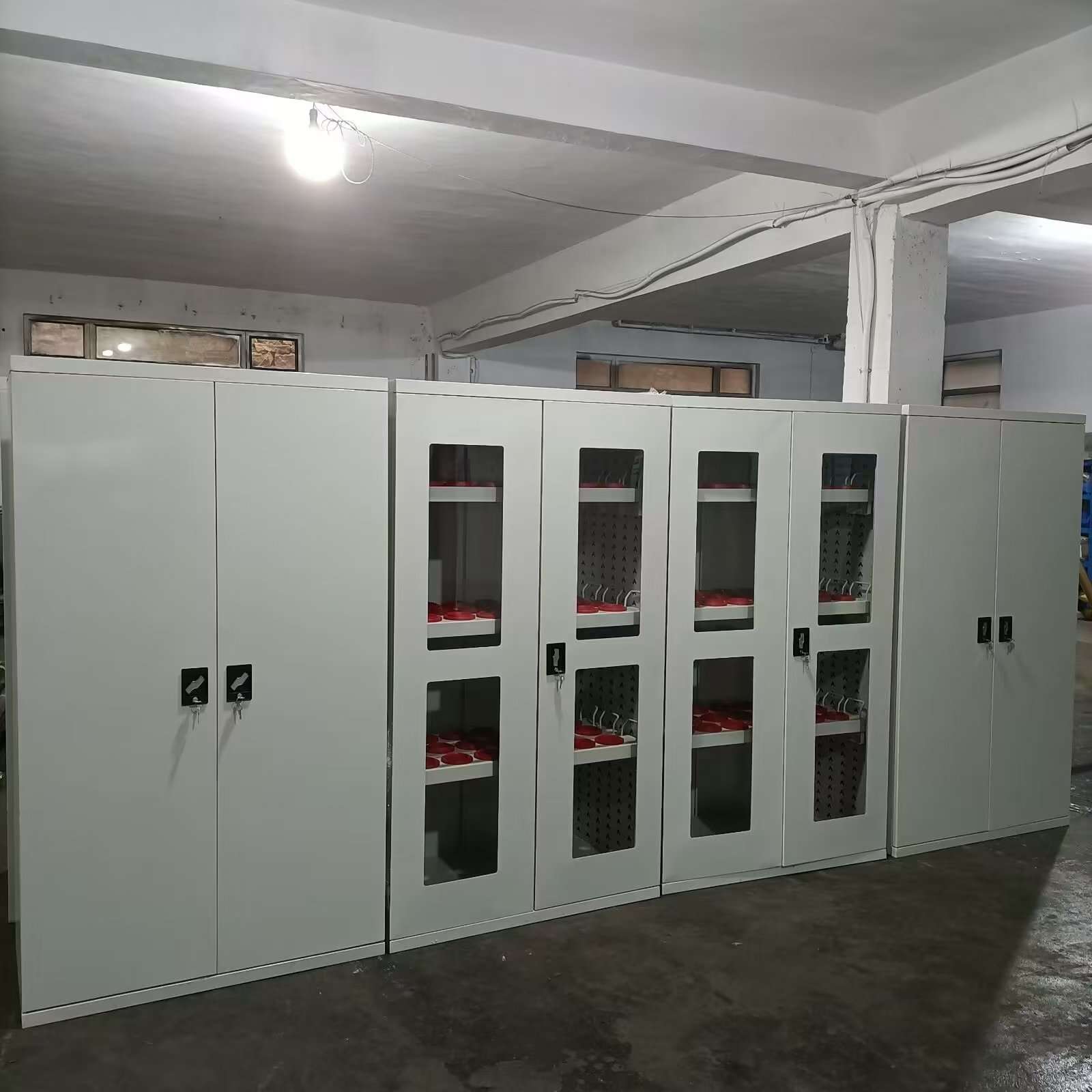 实验室玻璃门仪器柜冷轧钢重型展示柜双开门多层工具柜重型储物柜