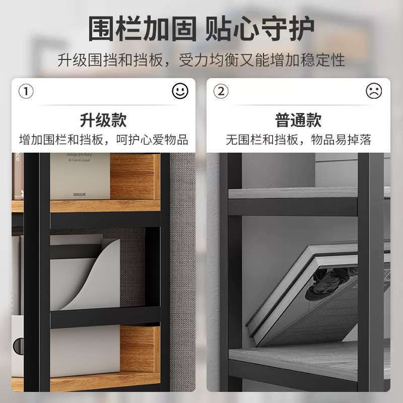 书架落地储物架子简易钢木货架收纳架客厅家用多层书柜铁艺置新品